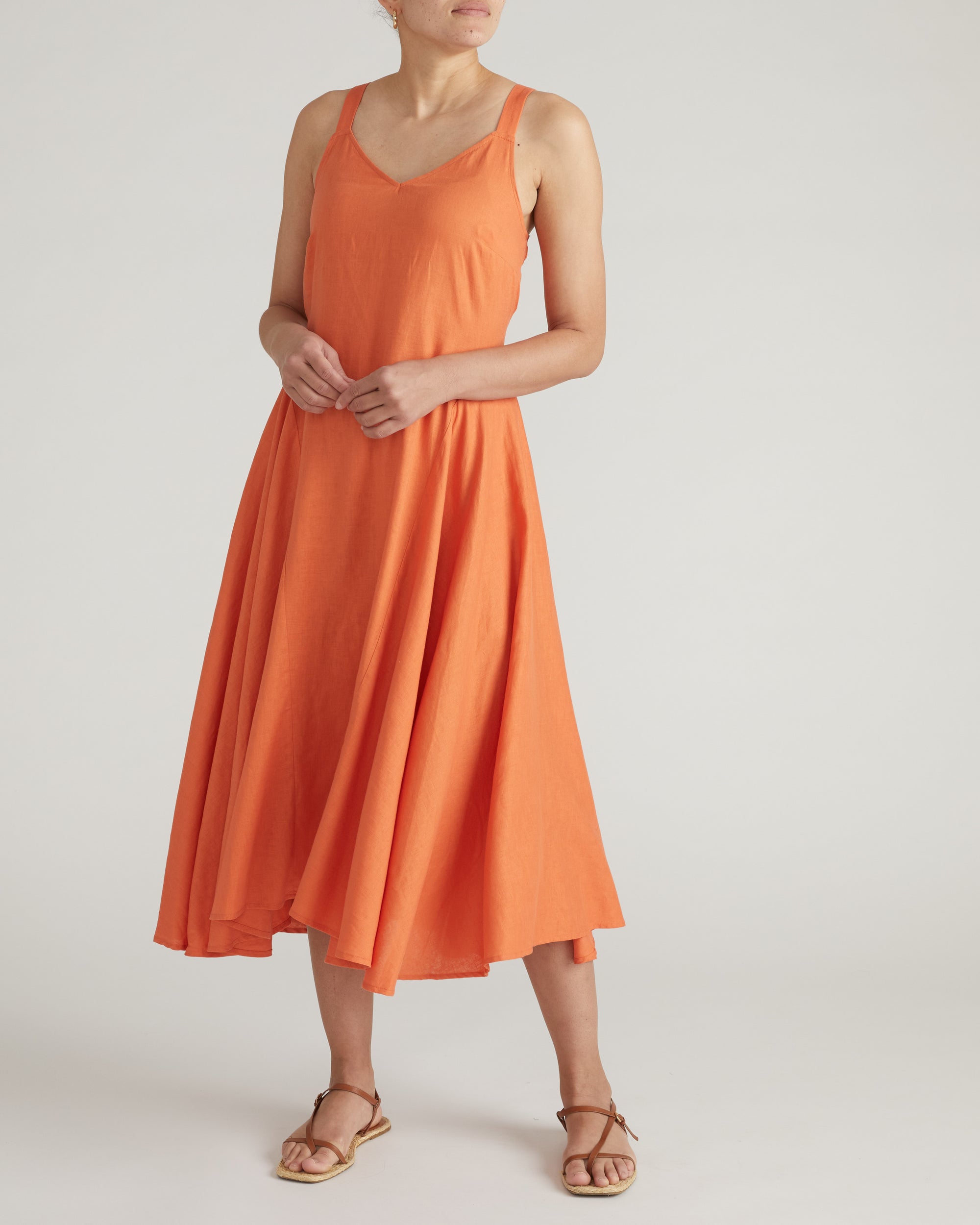Sunshower Flowy Linen Dress - Italian Orange | Plus Size & Straight Size Women's Fashion | Universal Standard