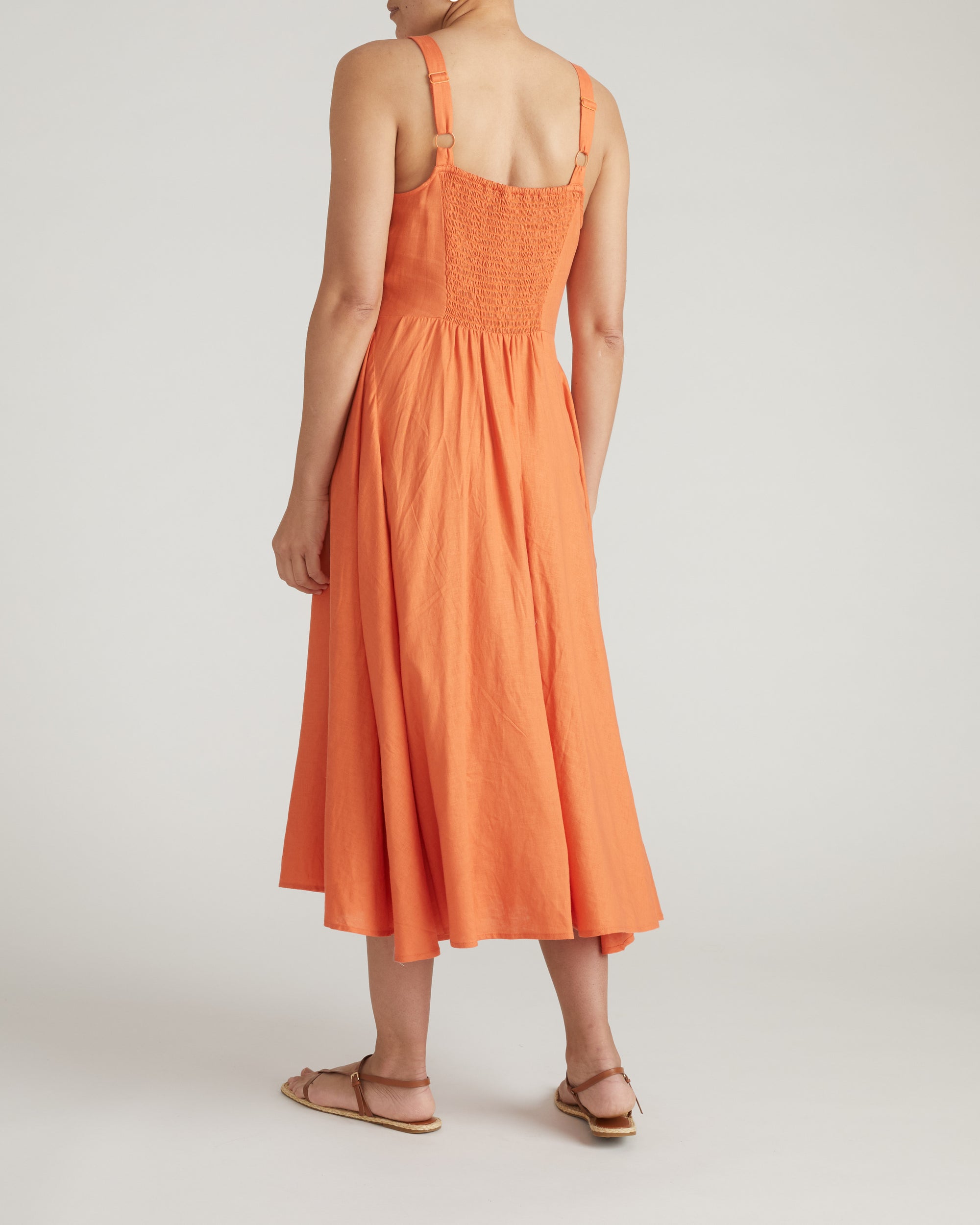 Sunshower Flowy Linen Dress - Italian Orange | Plus Size & Straight Size Women's Fashion | Universal Standard