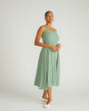 Sunshower Flowy Linen Dress - Clover/Beige Stripe