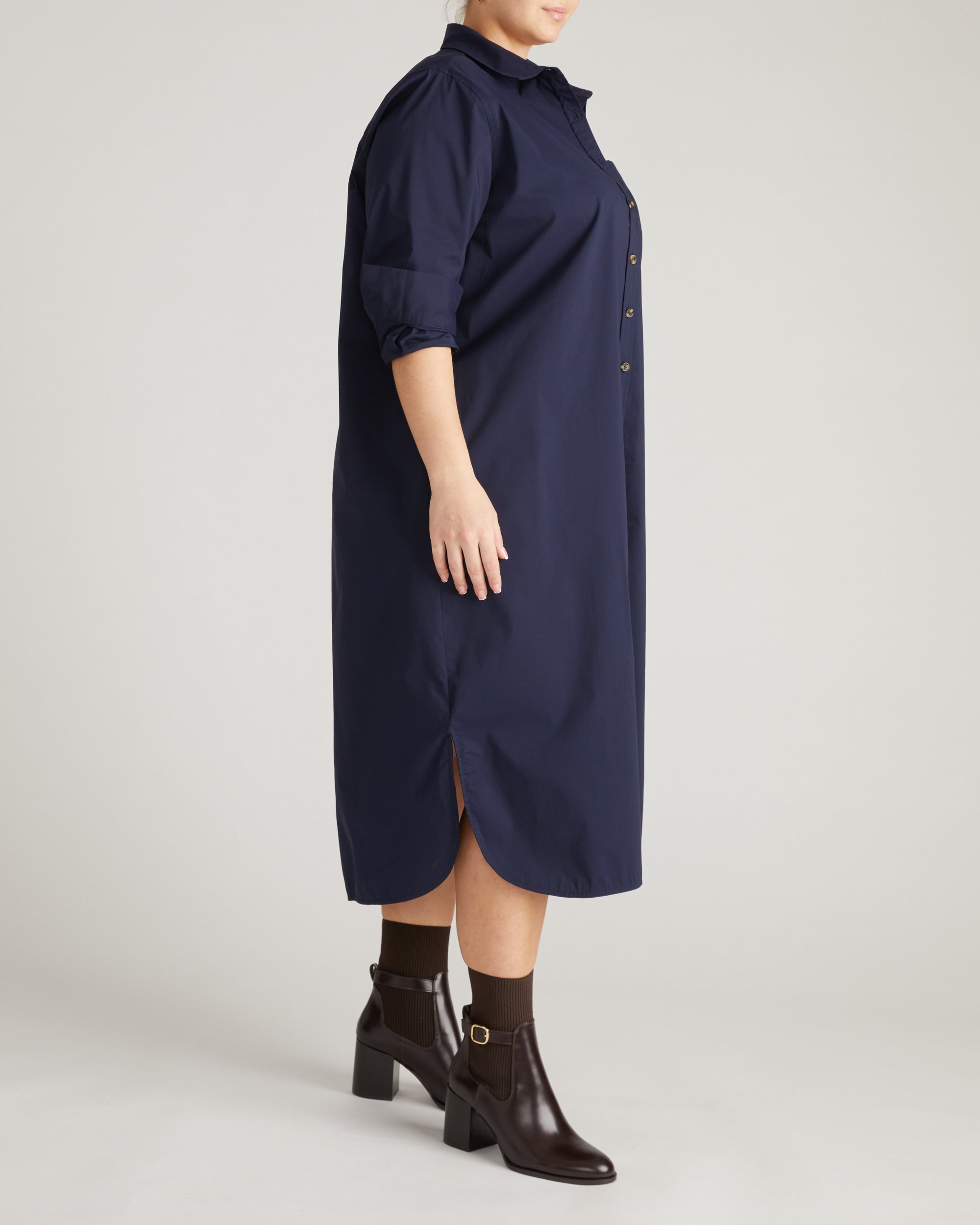 Odeon Stretch Poplin Shirtdress - Navy