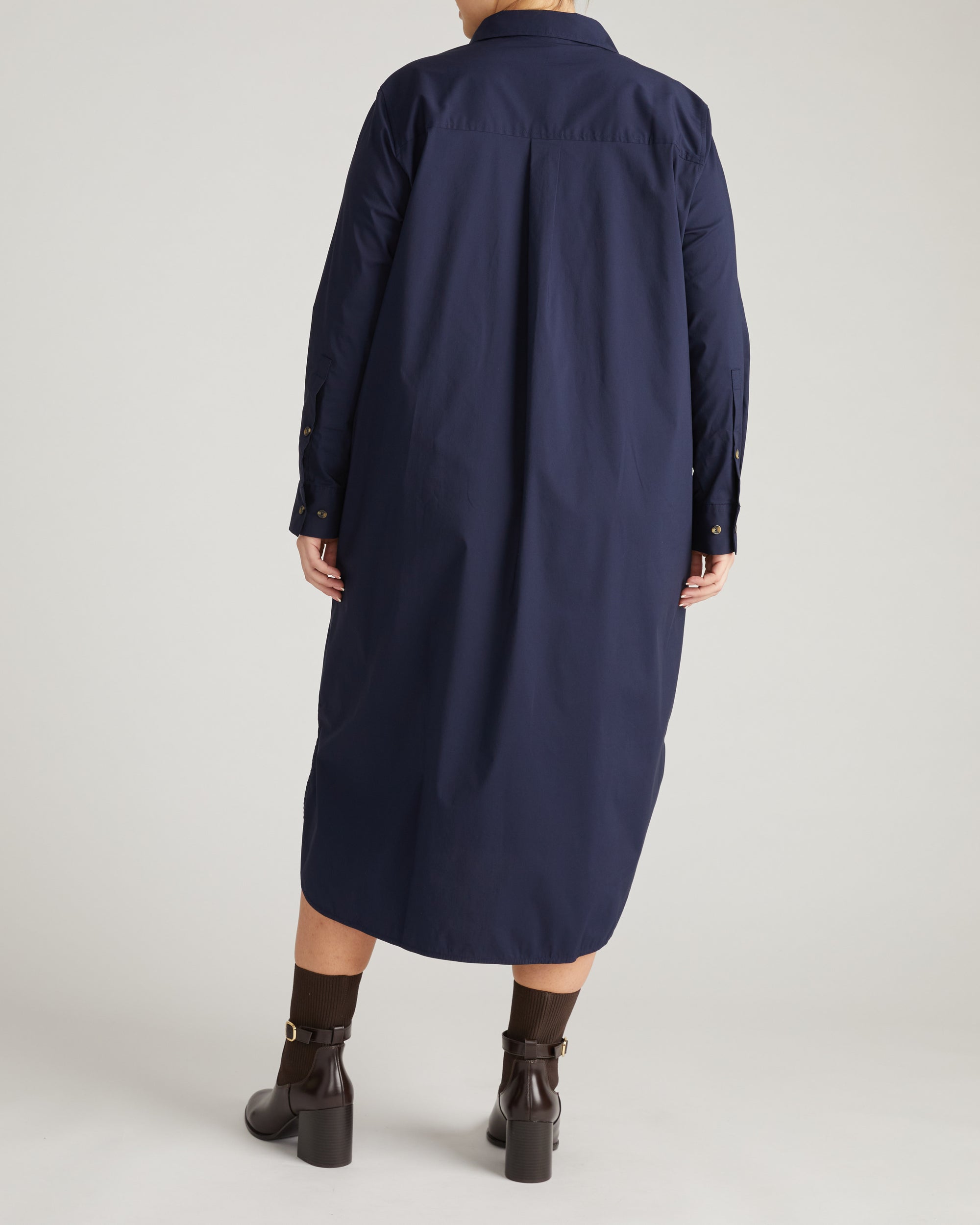 Odeon Stretch Poplin Shirtdress - Navy