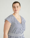Ambroeus Smocked Poplin Dress - White/Navy