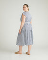 Ambroeus Smocked Poplin Dress - White/Navy