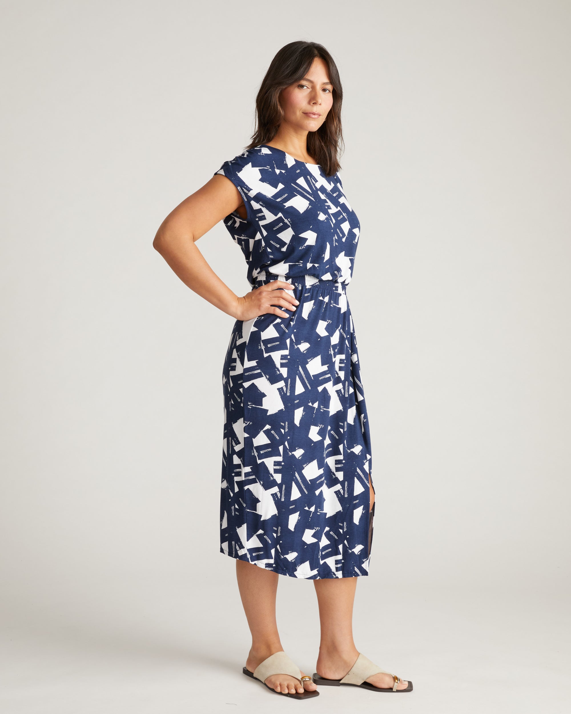 Havana Divine Jersey Dress - Navy Santiago Print | Plus Size & Straight Size Women's Fashion | Universal Standard