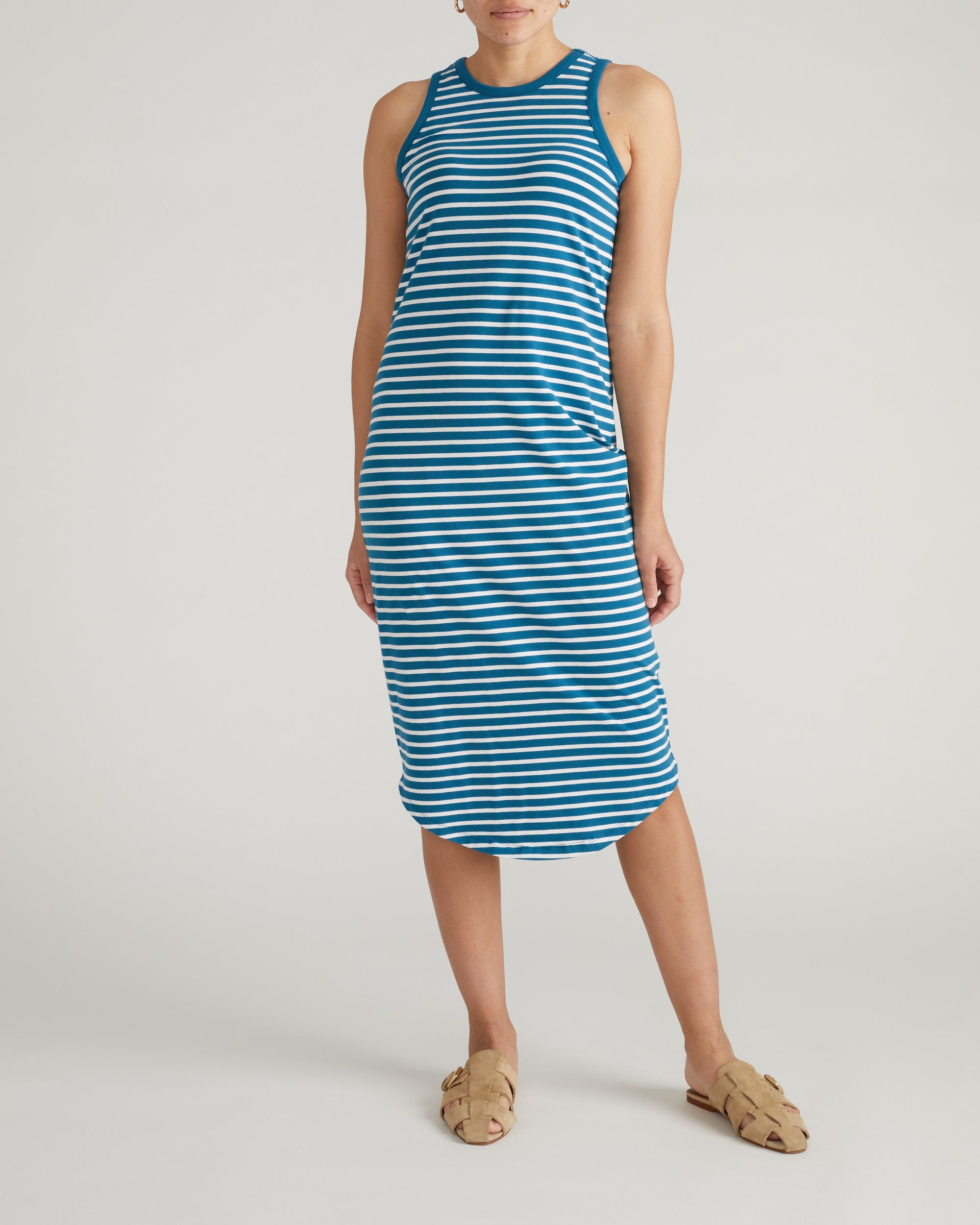 Cai High Neck Tank Dress - Ink Blue/White Stripe | Plus Size & Straight Size Women's Fashion | Universal Standard