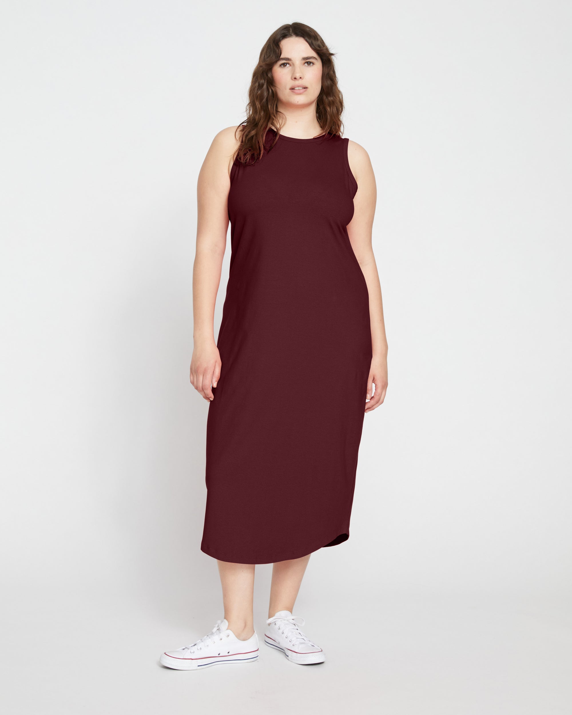 Cai High Neck Tank Dress - Black Cherry | Plus Size & Straight Size Women's Fashion | Universal Standard