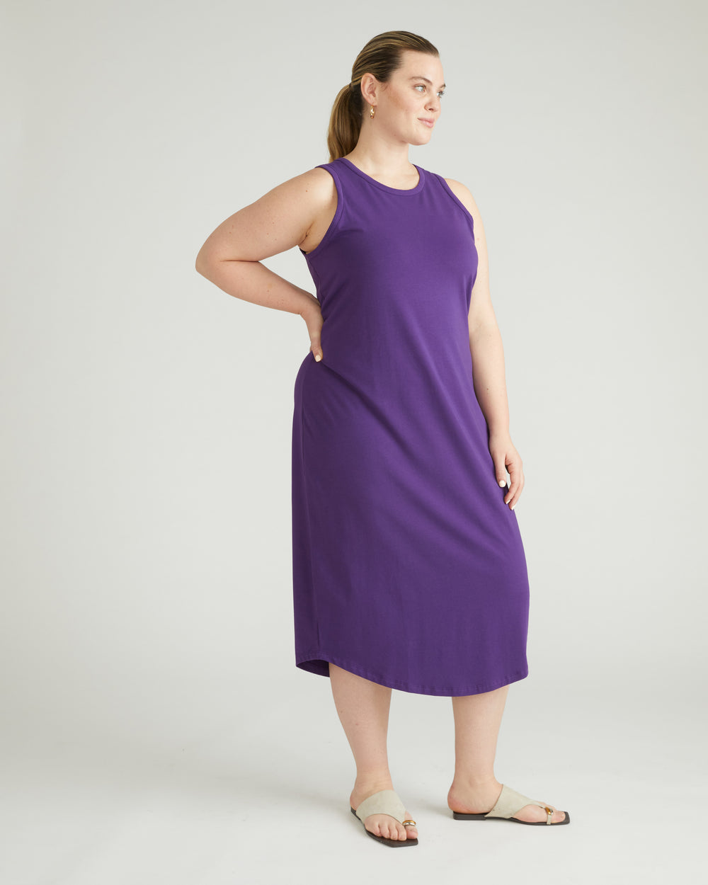 Cai High Neck Tank Dress - Deep Purple
