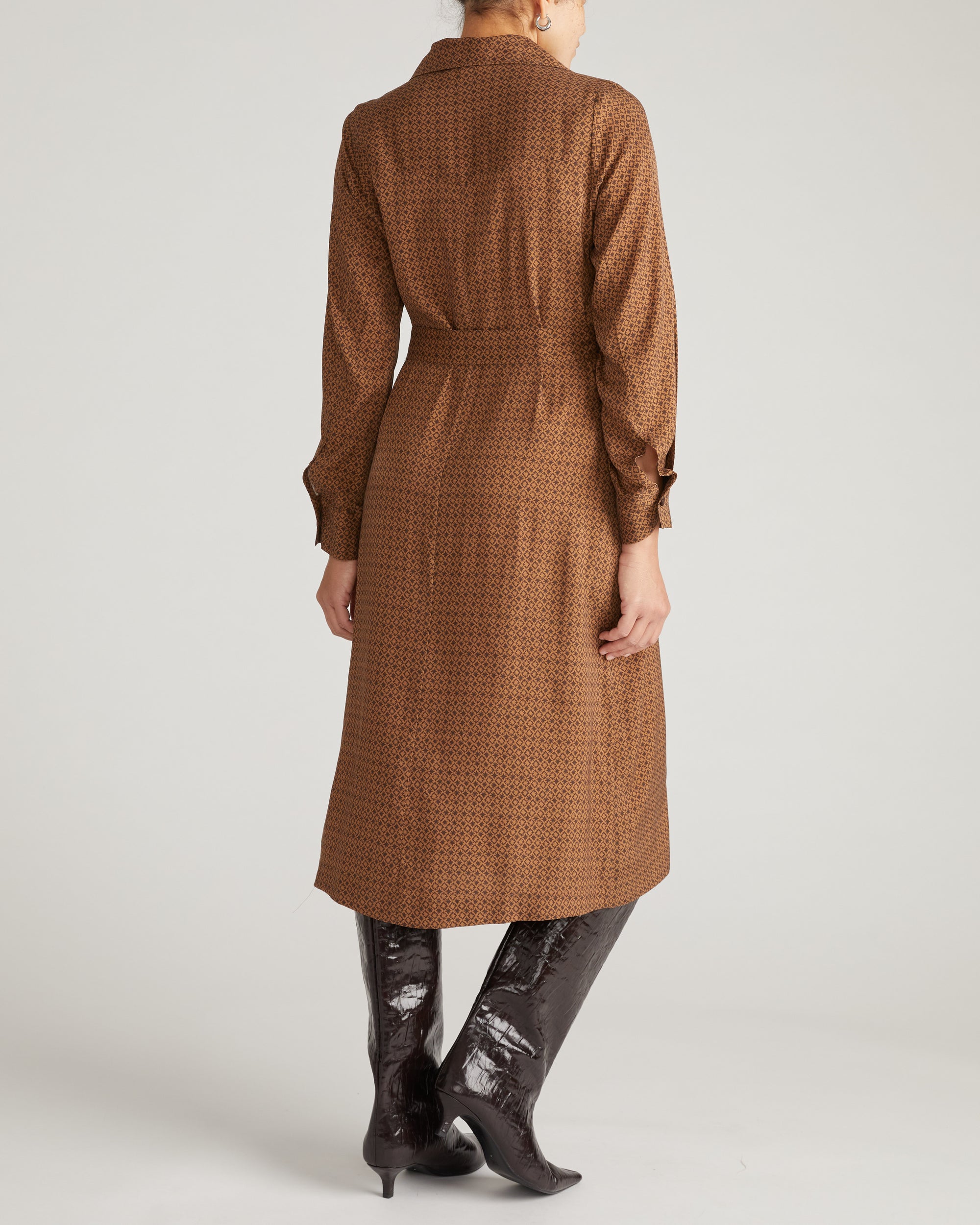 Cooling Stretch Cupro Savannah Dress - Brown Hacienda Print