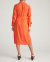 Woman wearing Cooling Stretch Cupro Savannah Dress - Orange Flame from Universal Standard