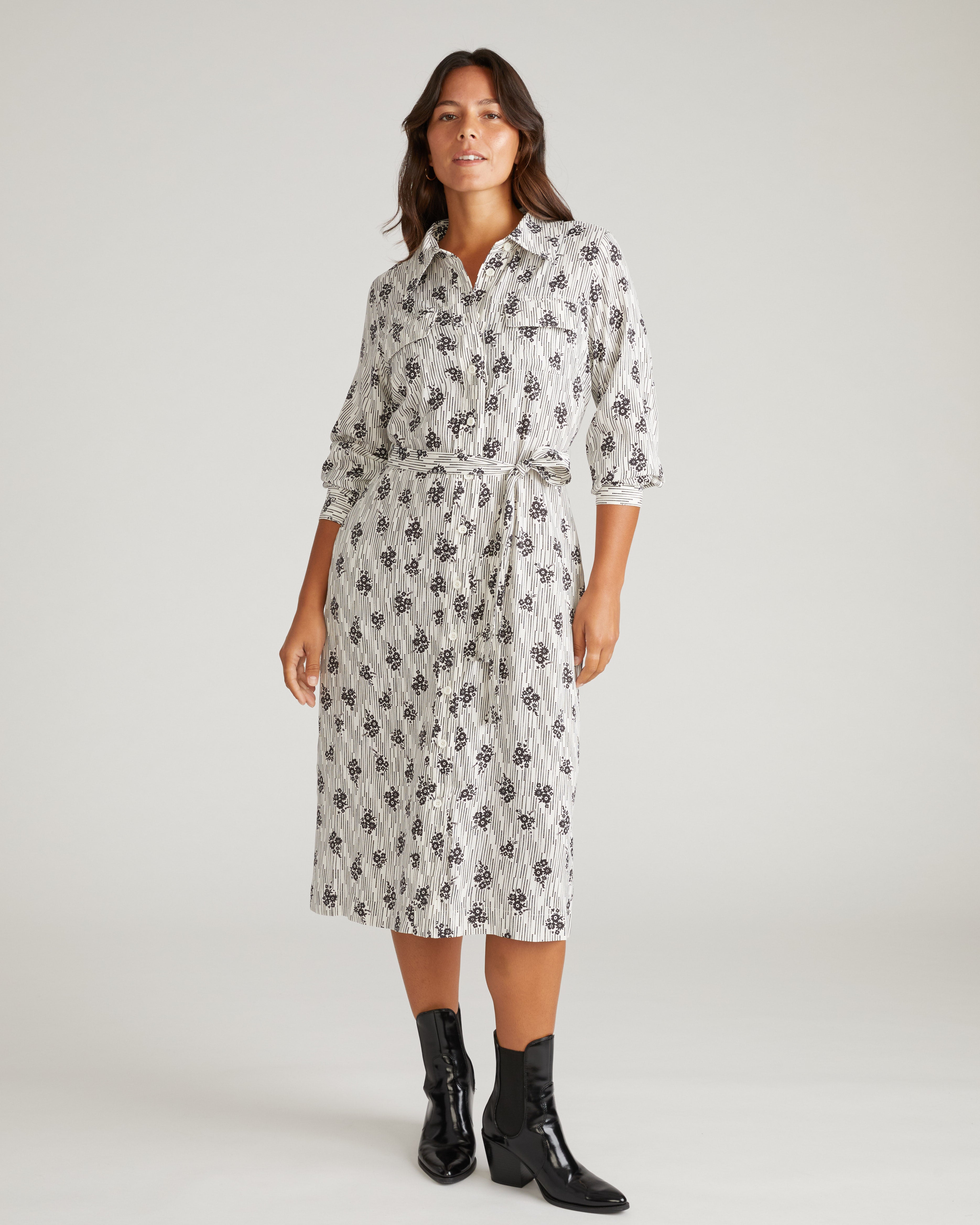 ワンピース WIRROW CUPRA COTTON SHIRTS DRESS Cooling Stretch Cupro Savannah Dress - Vintage Daydream Print