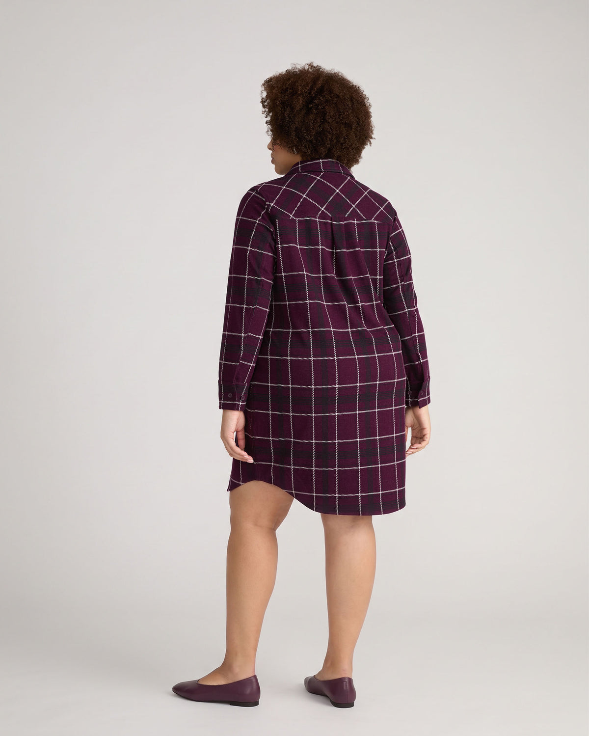 Maine Stretch Flannel Shirtdress - Gamay Windowpane Plaid