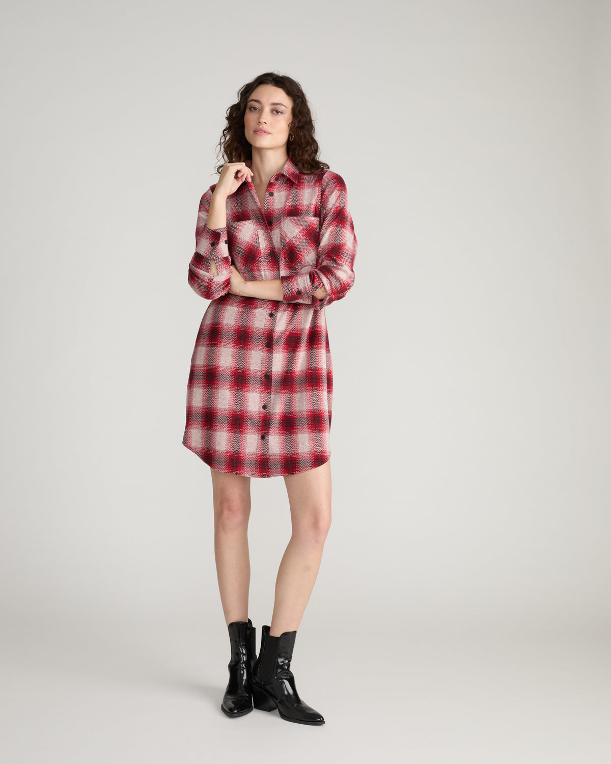 Maine Stretch Flannel Shirtdress - Kent Plaid