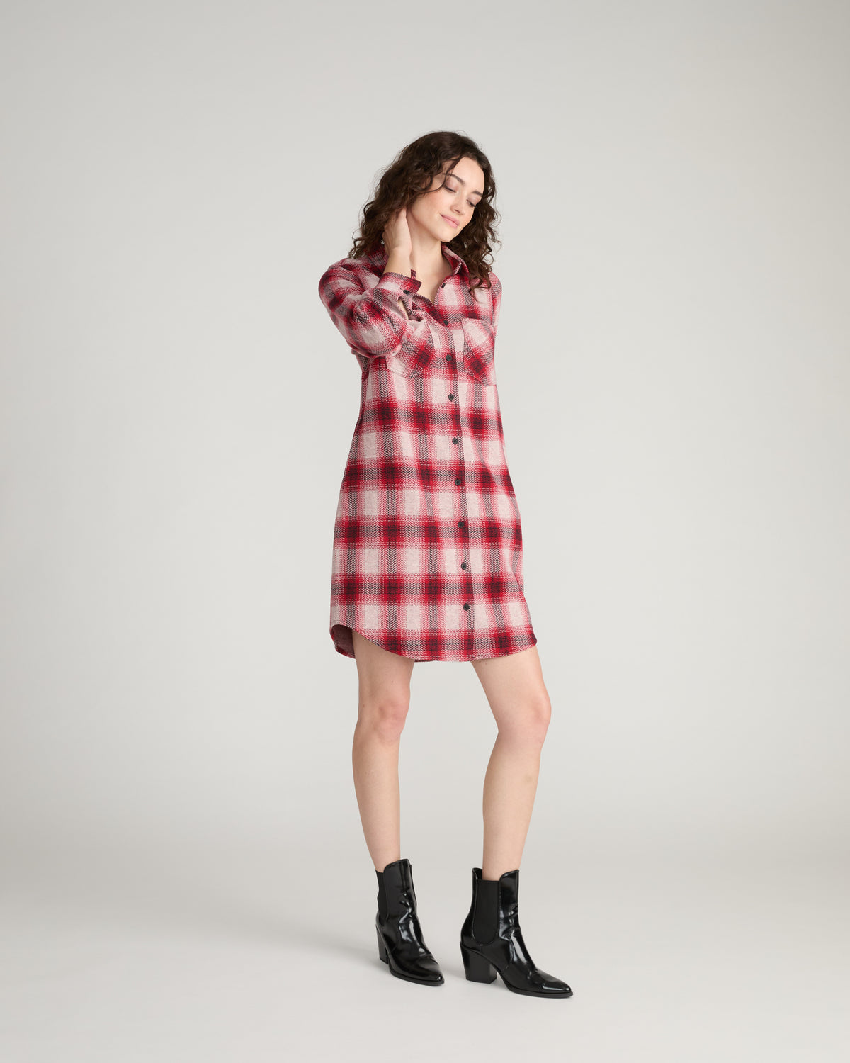 Maine Stretch Flannel Shirtdress - Kent Plaid