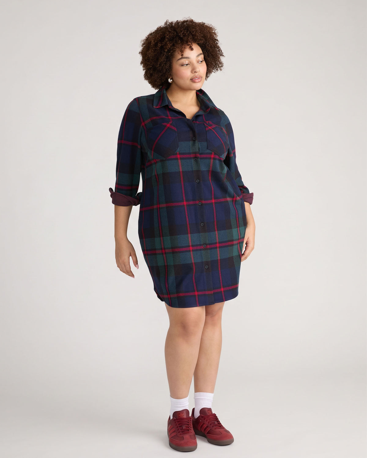 Maine Stretch Flannel Shirtdress - Bedford Plaid