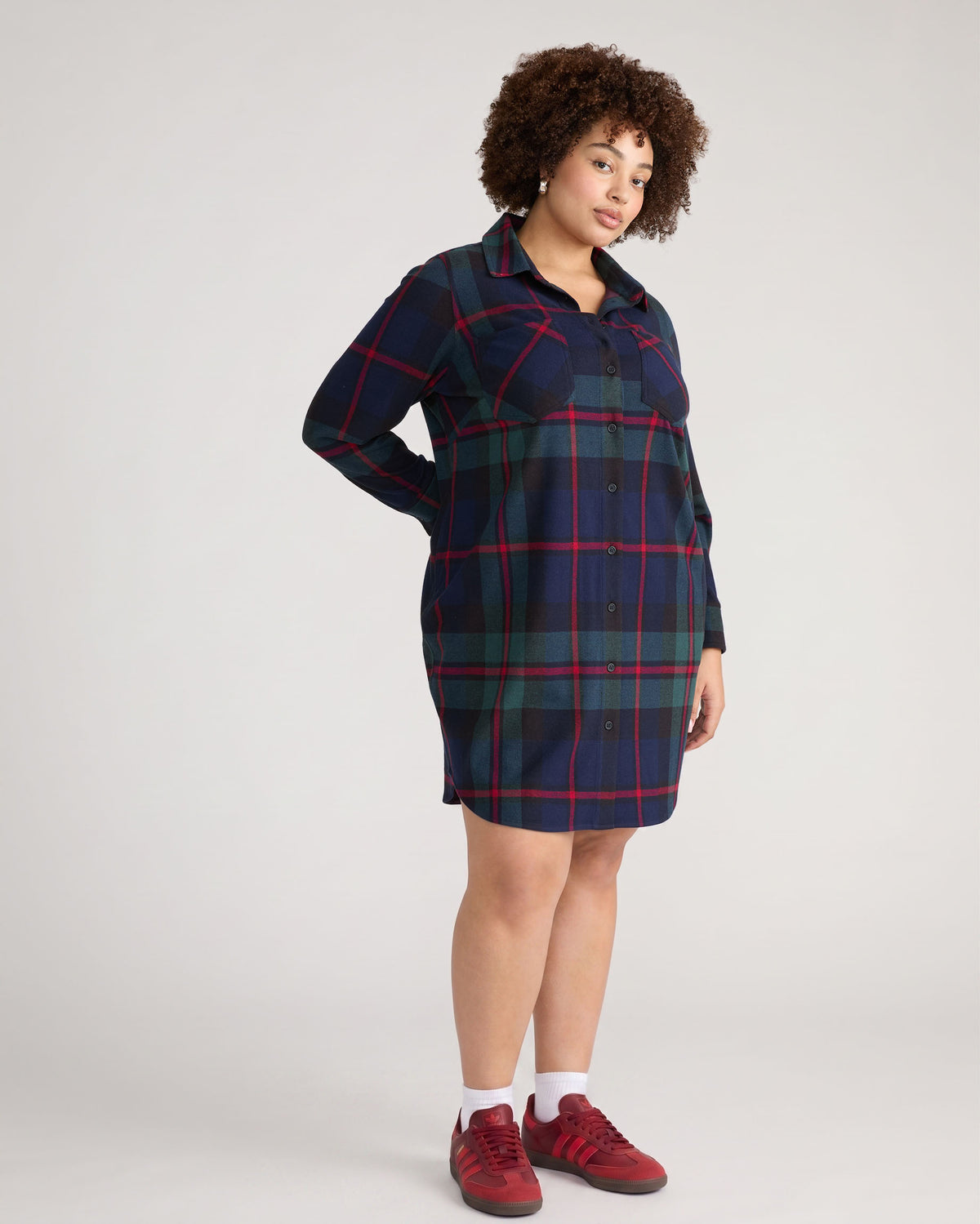 Maine Stretch Flannel Shirtdress - Bedford Plaid