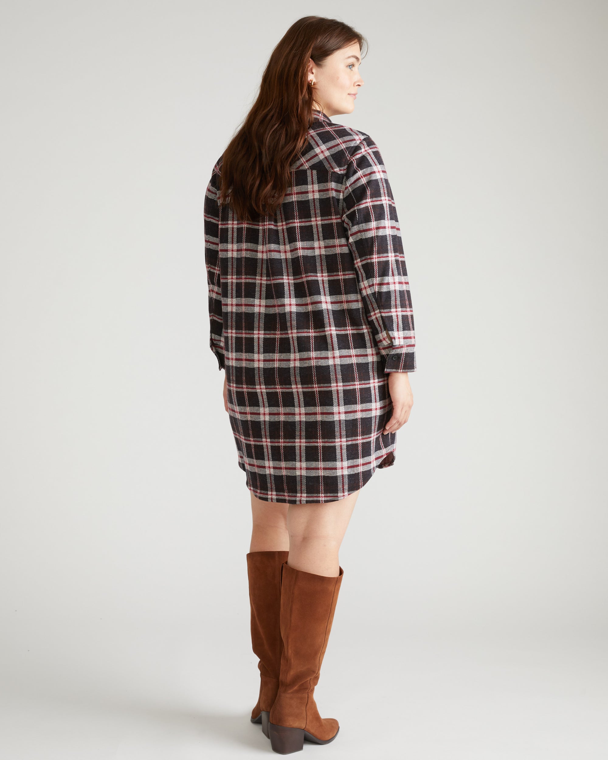 Maine Stretch Flannel Shirtdress - Poppy Plaid Universal Standard Maine Stretch Flannel Shirtdress - Poppy Plaid Universal Standard