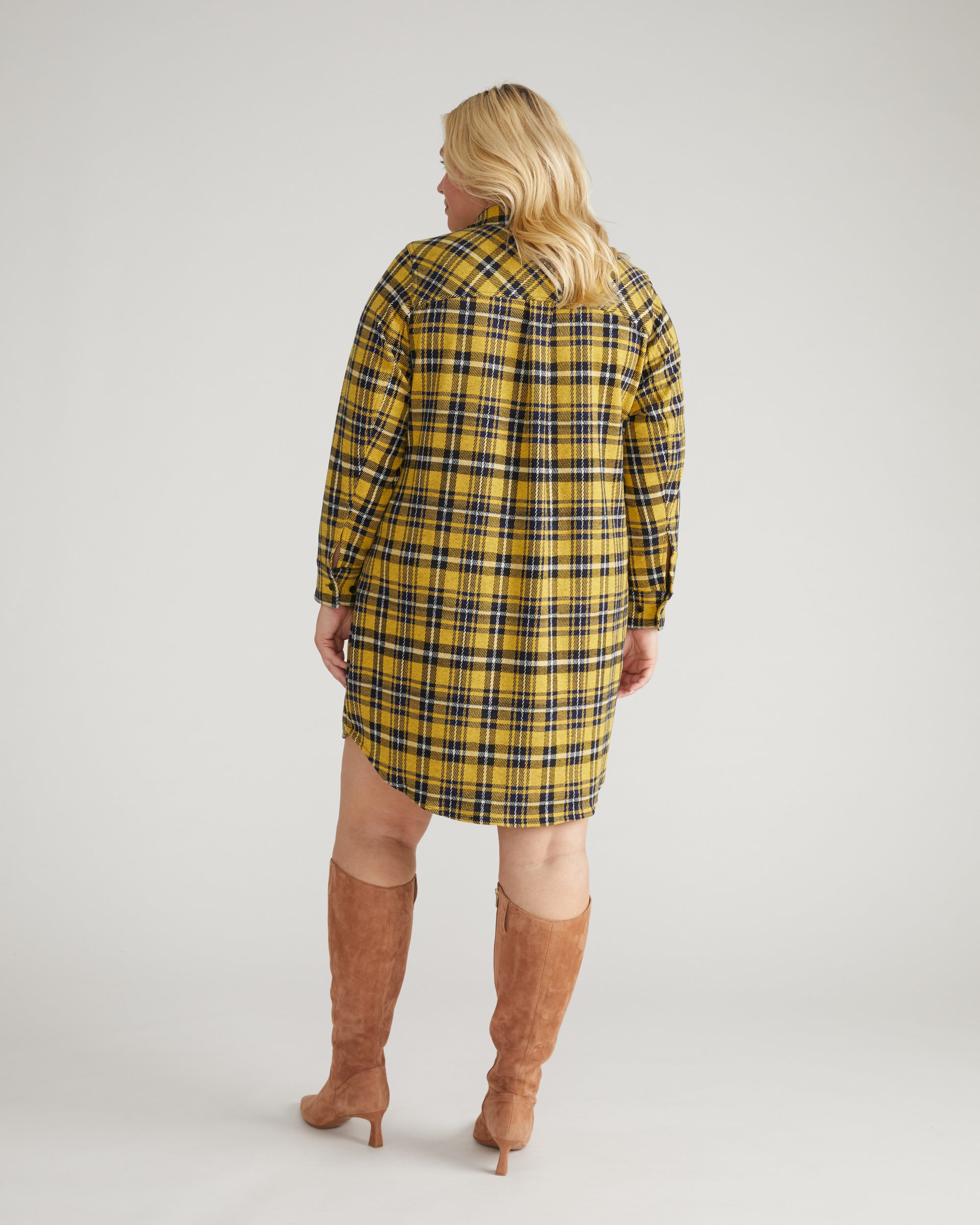 Maine Stretch Flannel Shirtdress - Chamomile Yellow Plaid
