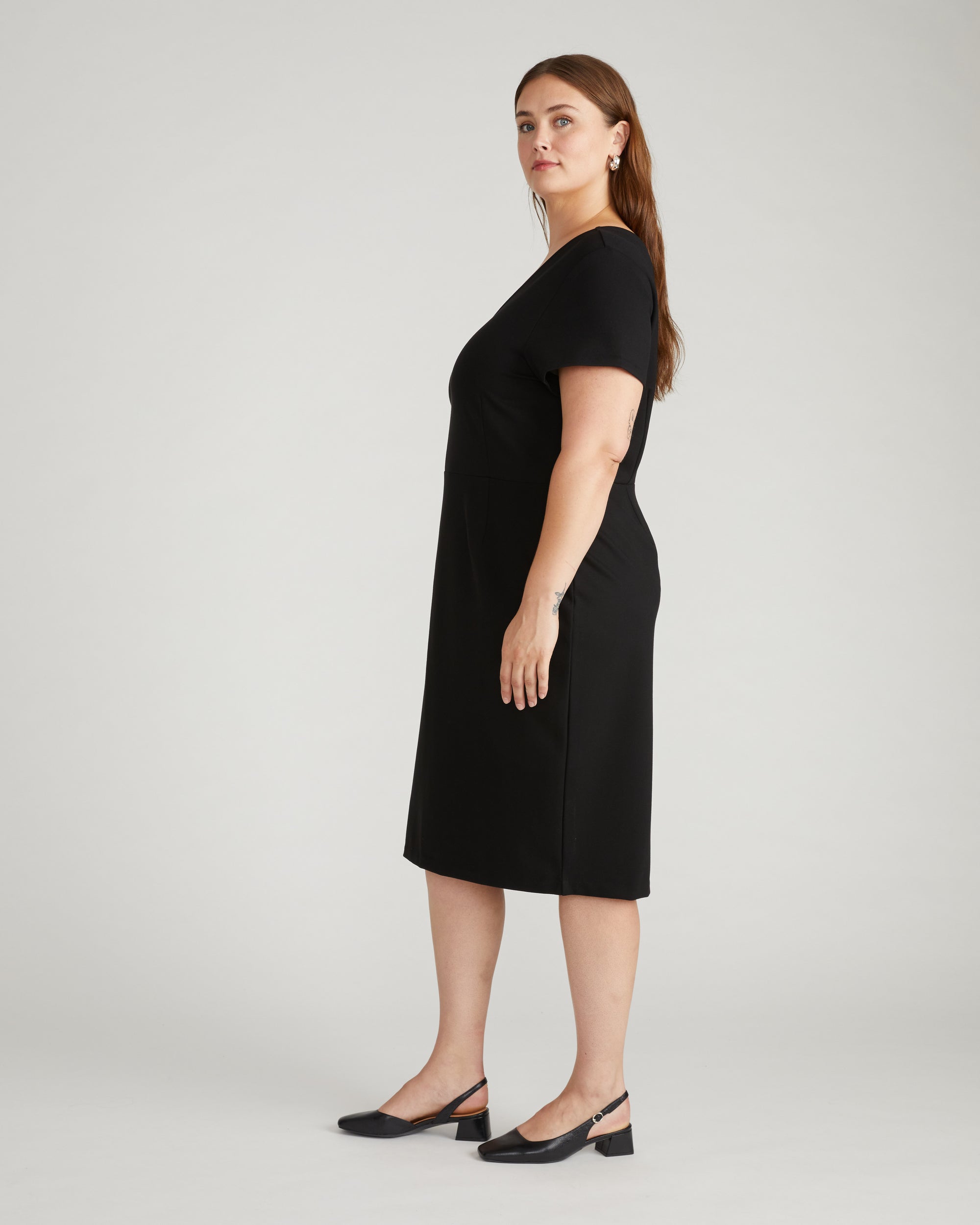 Executive V Neck Ponte Dress - Black Universal Standard Executive V Neck Ponte Dress - Black Universal Standard
