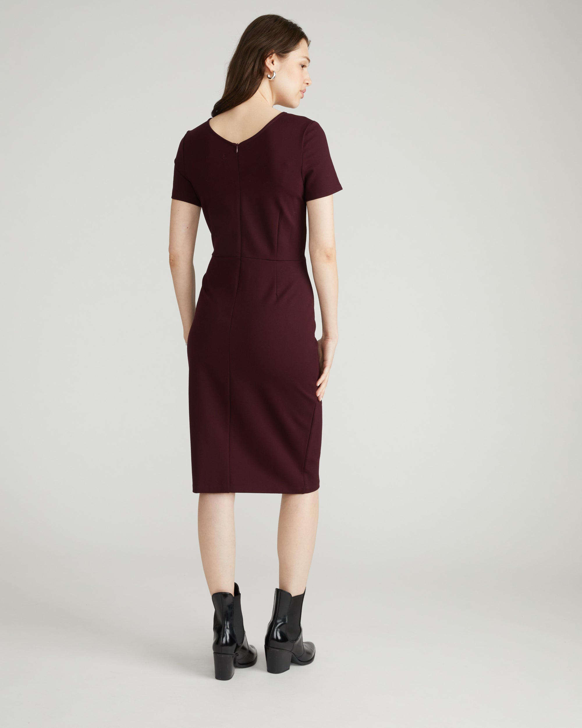 Universal Standard Women's Executive V Neck Ponte Dress - Black cherry Universal Standard Women's Executive V Neck Ponte Dress - Black cherry