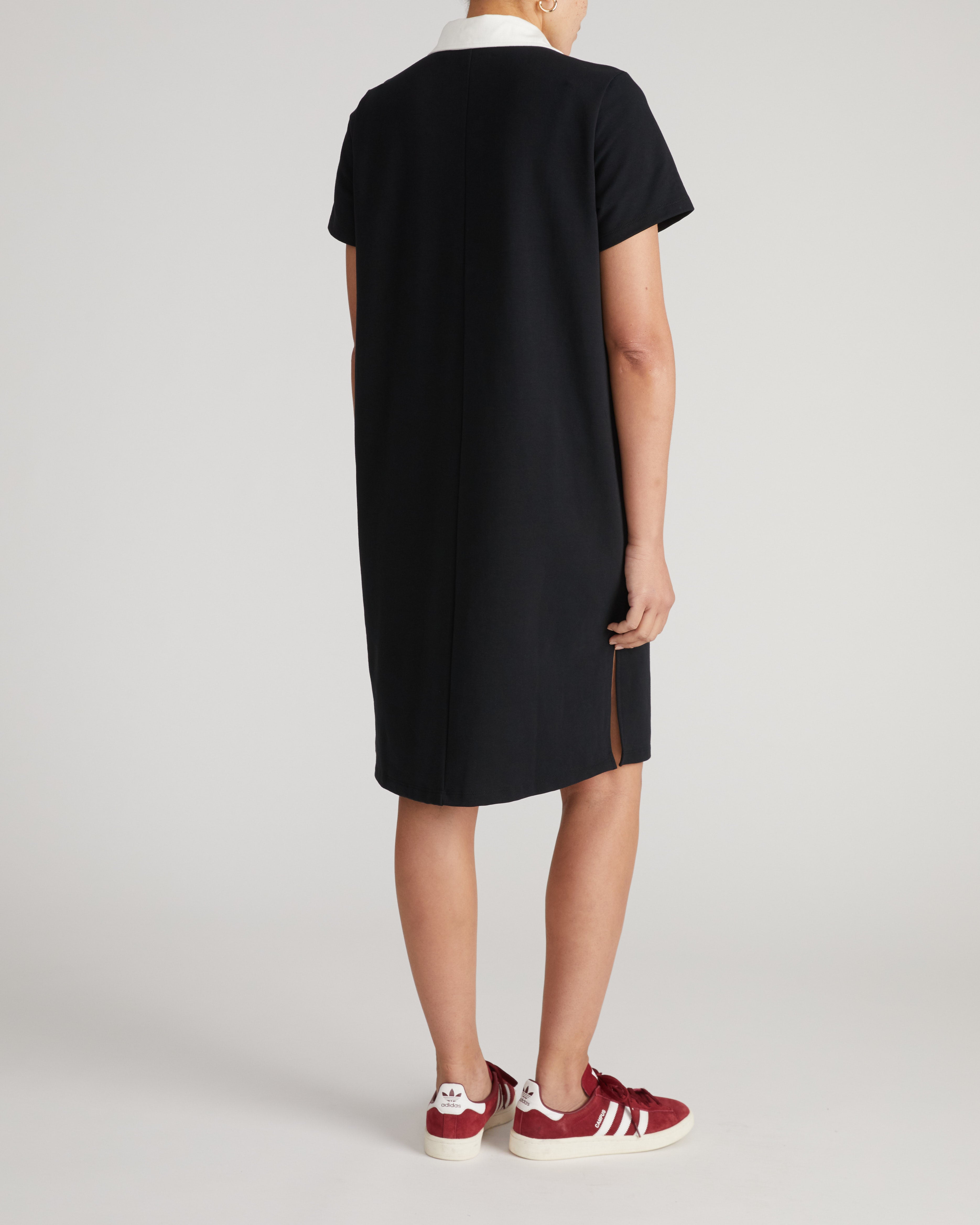 Varsity French Terry Polo Dress - Black/White – Universal Standard