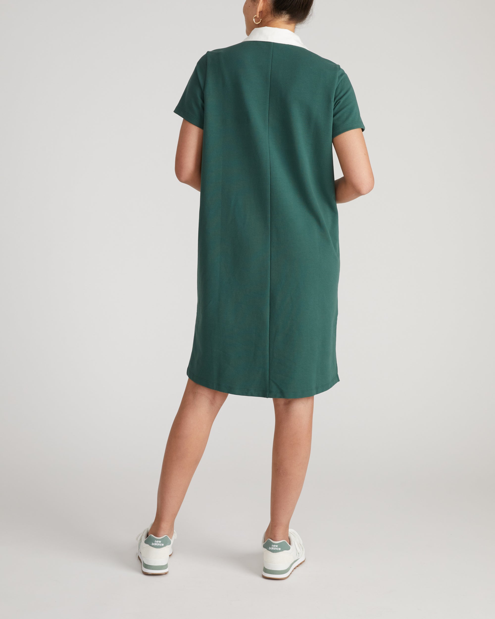 Varsity French Terry Polo Dress - Forest Green/White | Plus Size & Straight Size Women's Fashion | Universal Standard