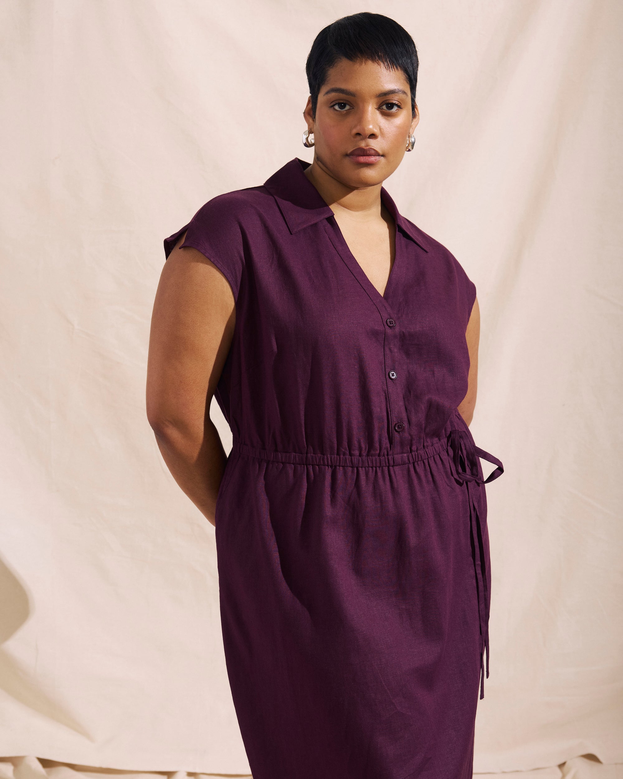 Laurel Linen Dress - / Acai- Size2XS - by Universal Standard Laurel Linen Dress - / Acai- Size2XS - by Universal Standard