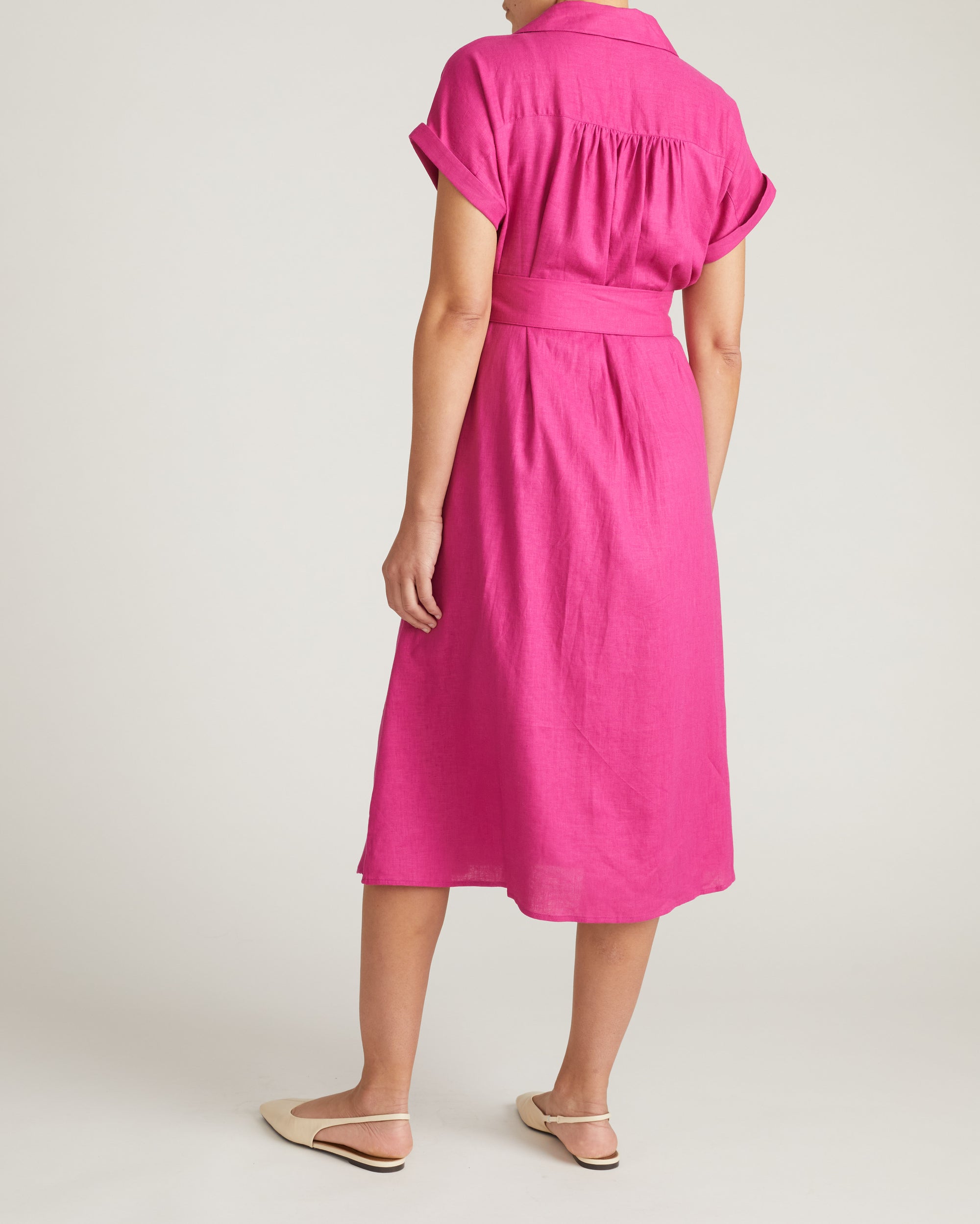 Sandy Stretch Linen Shirtdress - Hyper Pink | Plus Size & Straight Size Women's Fashion | Universal Standard