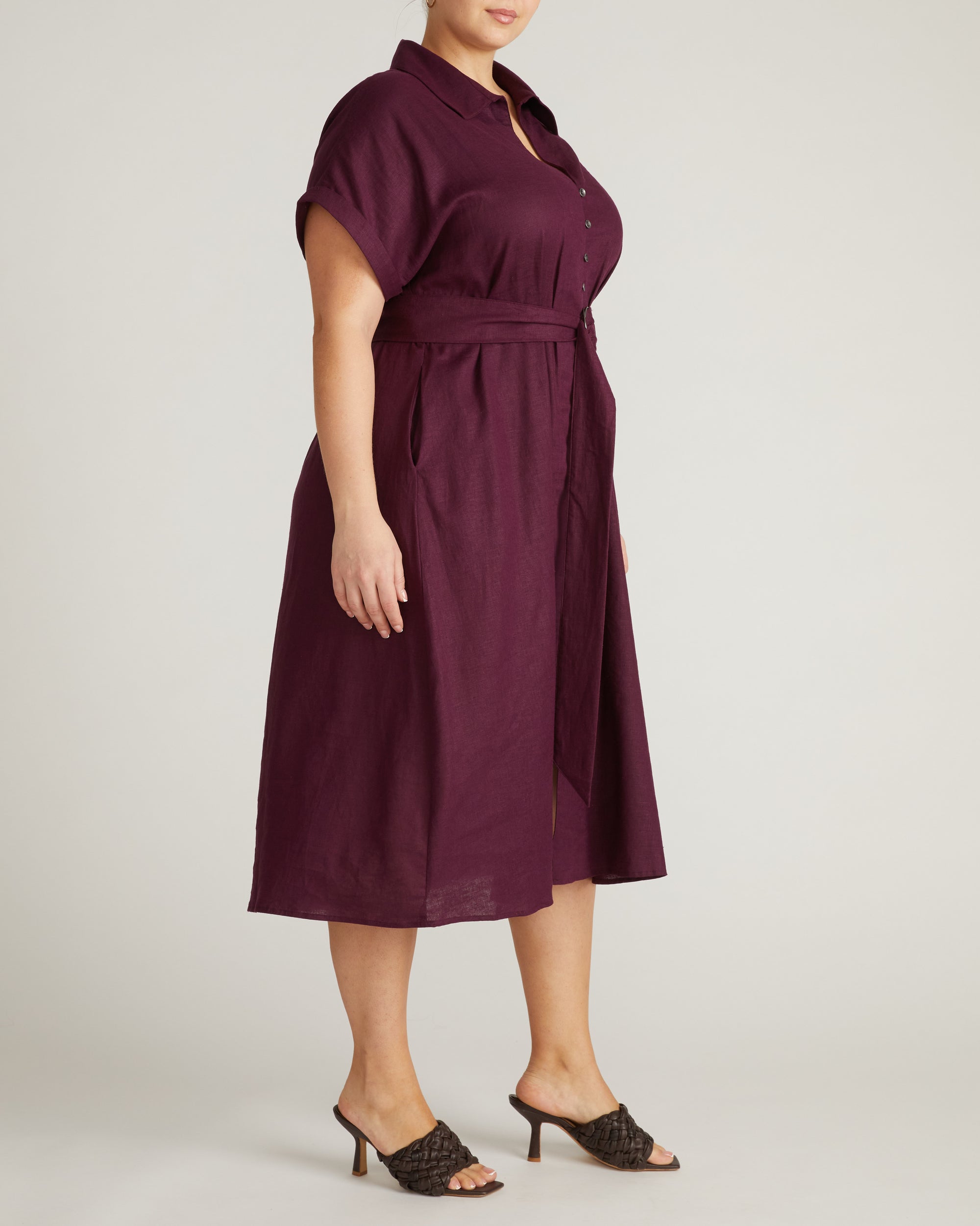 Sandy Stretch Linen Shirtdress - Acai | Plus Size & Straight Size Women's Fashion | Universal Standard