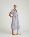Sandy Stretch Poplin Shirtdress - White/Navy Stripe