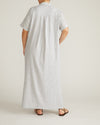 Woman wearing Padma Polo Neck Linen Dress - Beach Stripe from Universal Standard
