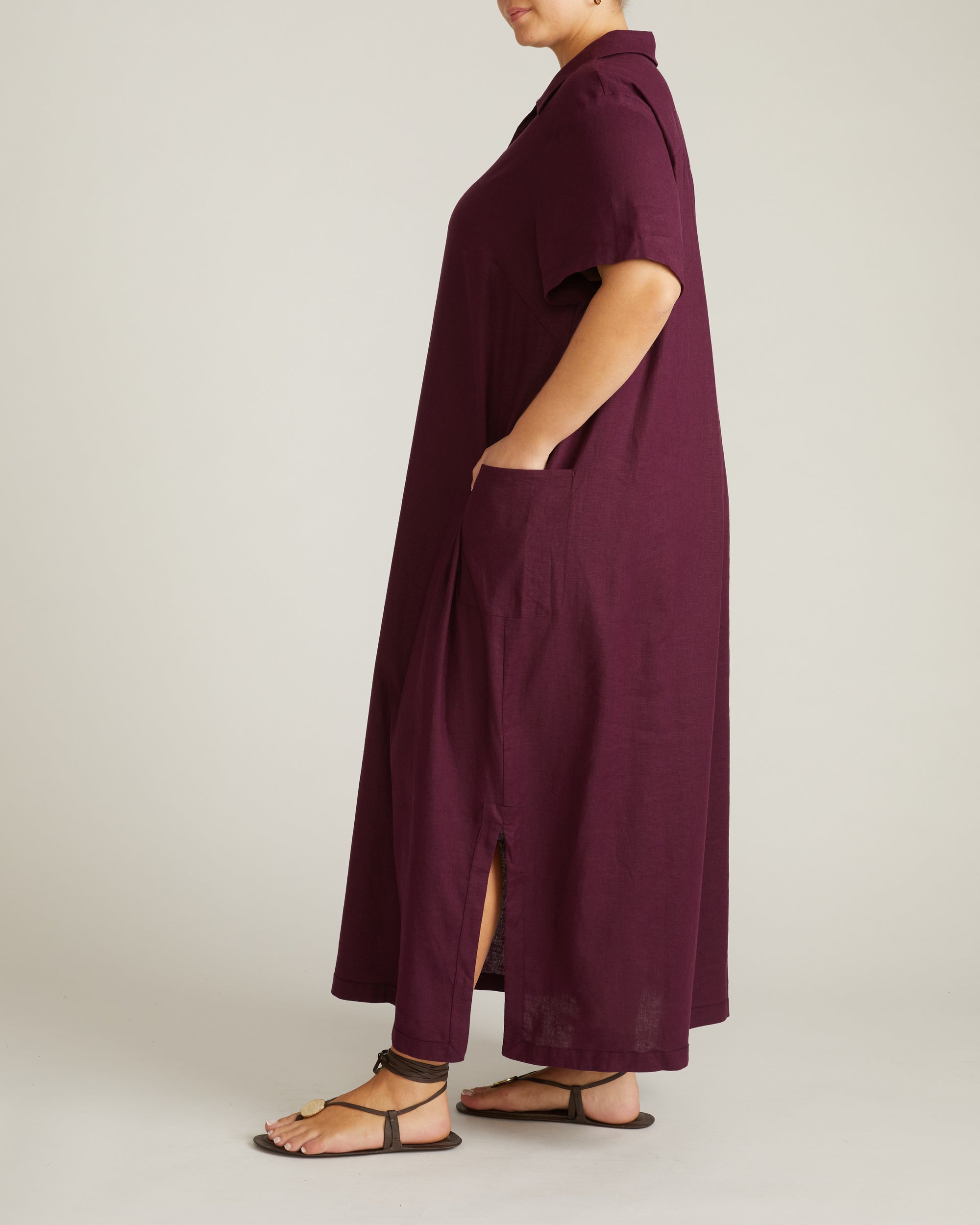 Padma Polo Neck Linen Dress - Acai | Plus Size & Straight Size Women's Fashion | Universal Standard