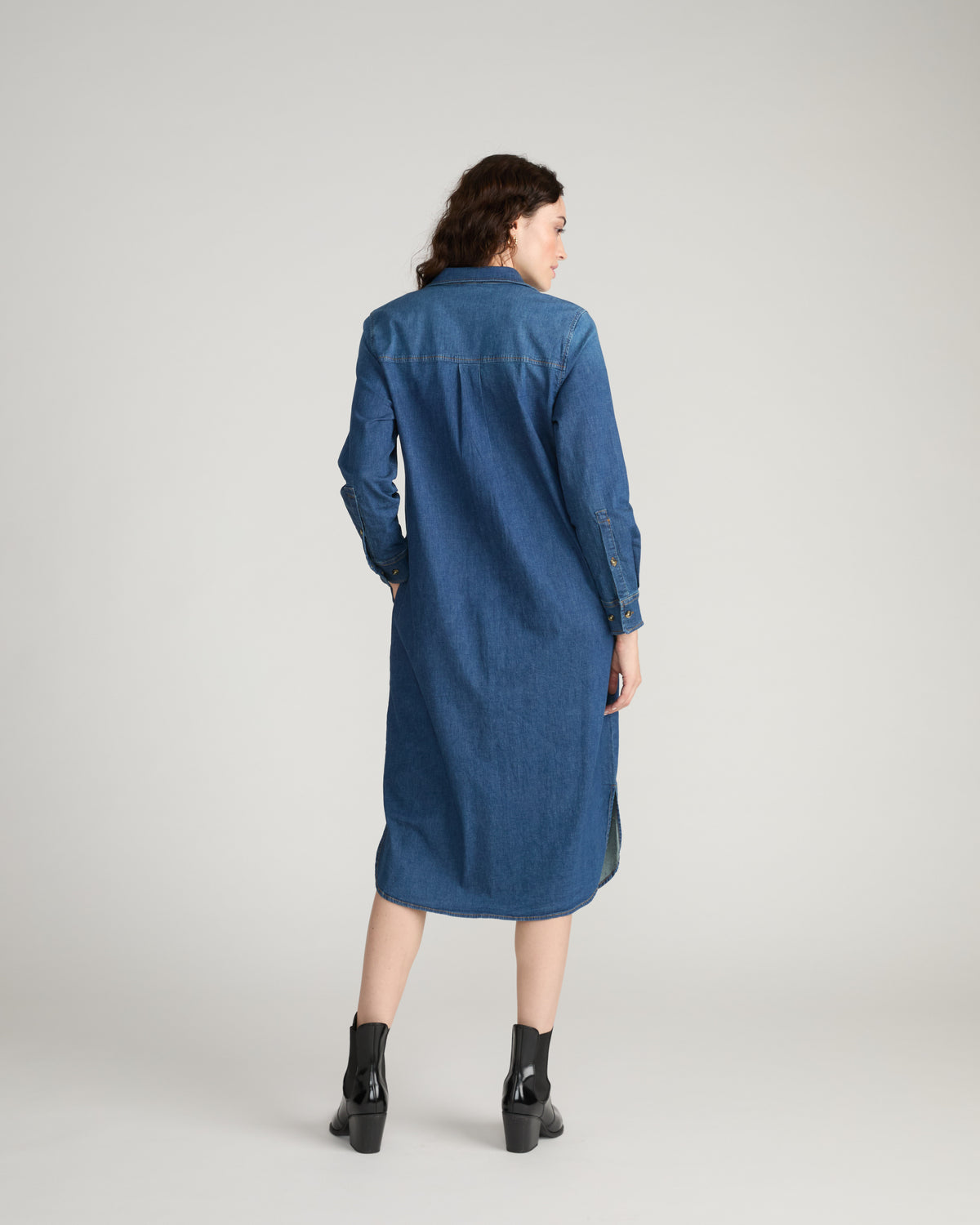 Odeon Stretch Cotton Chambray Shirtdress - Woodstock Indigo