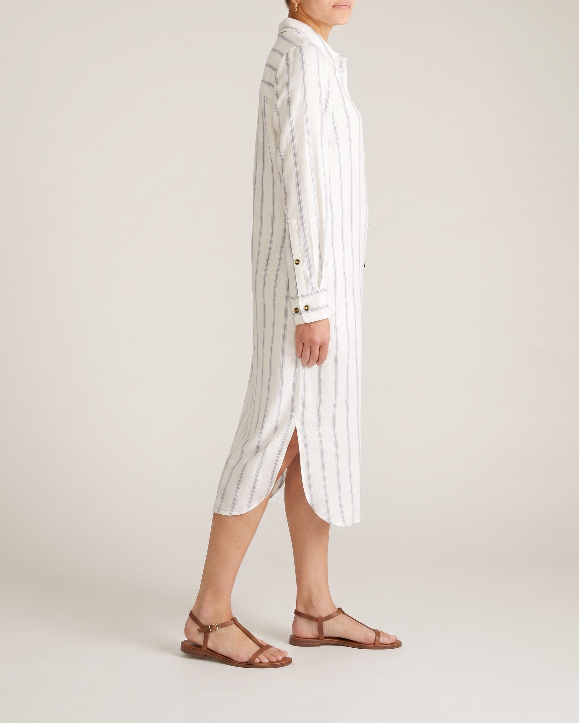 Odeon Linen Blend Shirtdress - Mayfair Stripe | Plus Size & Straight Size Women's Fashion | Universal Standard