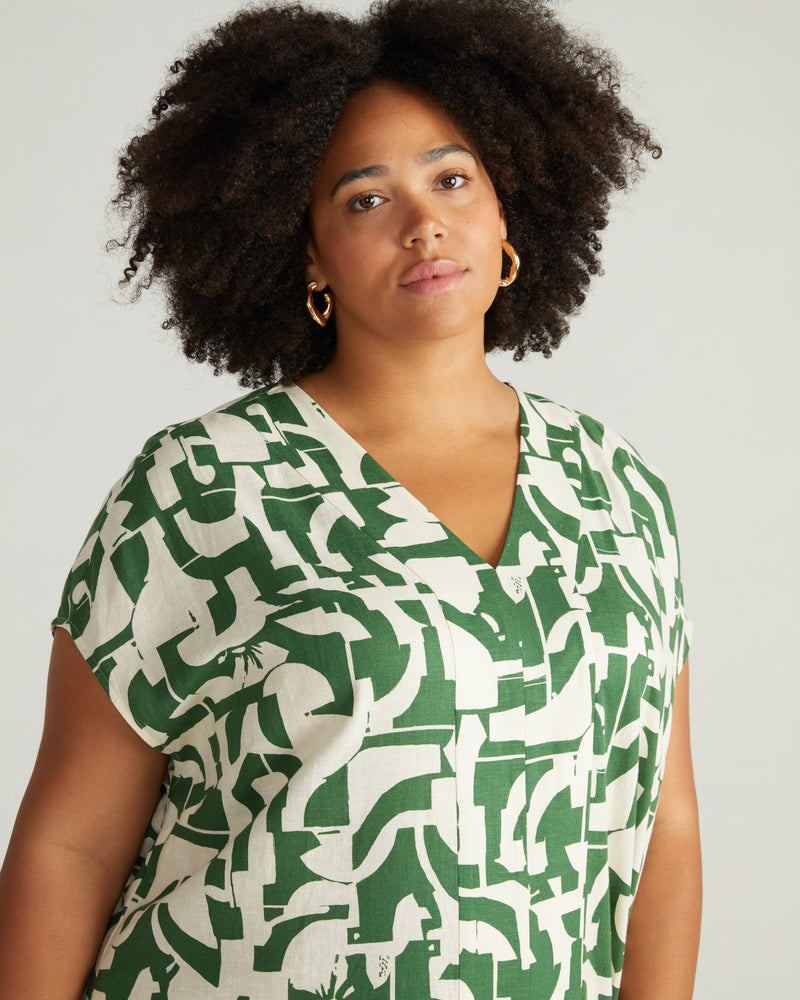 Cabana Linen Kaftan - Hedge Maze Print