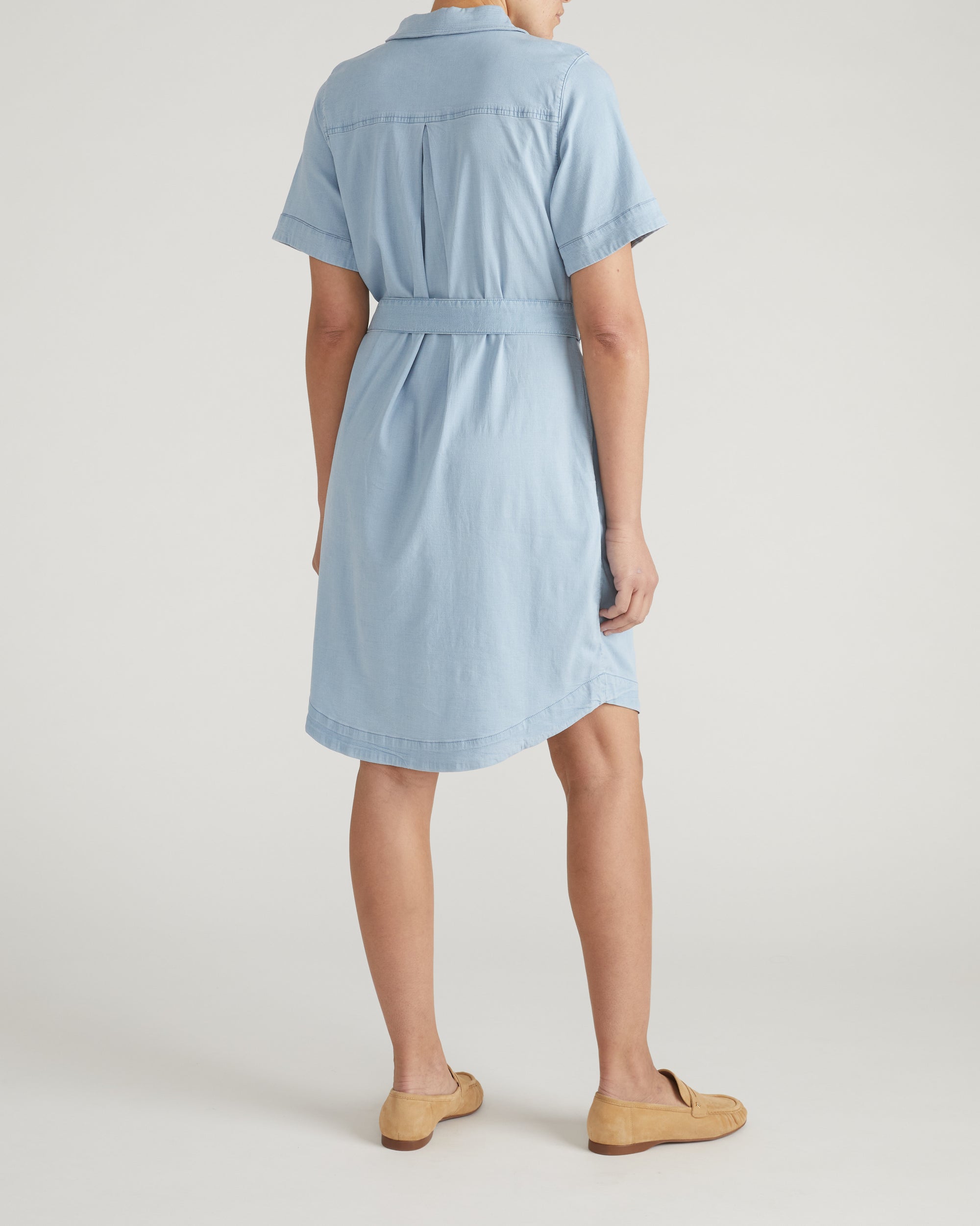 Perfect Tencel Chambray Short Sleeve Shirtdress - Morning Blue | Plus Size & Straight Size Women's Fashion | Universal Standard