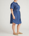 Perfect Tencel Chambray Short Sleeve Shirtdress - Midnight Blue | Plus Size & Straight Size Women's Fashion | Universal Standard