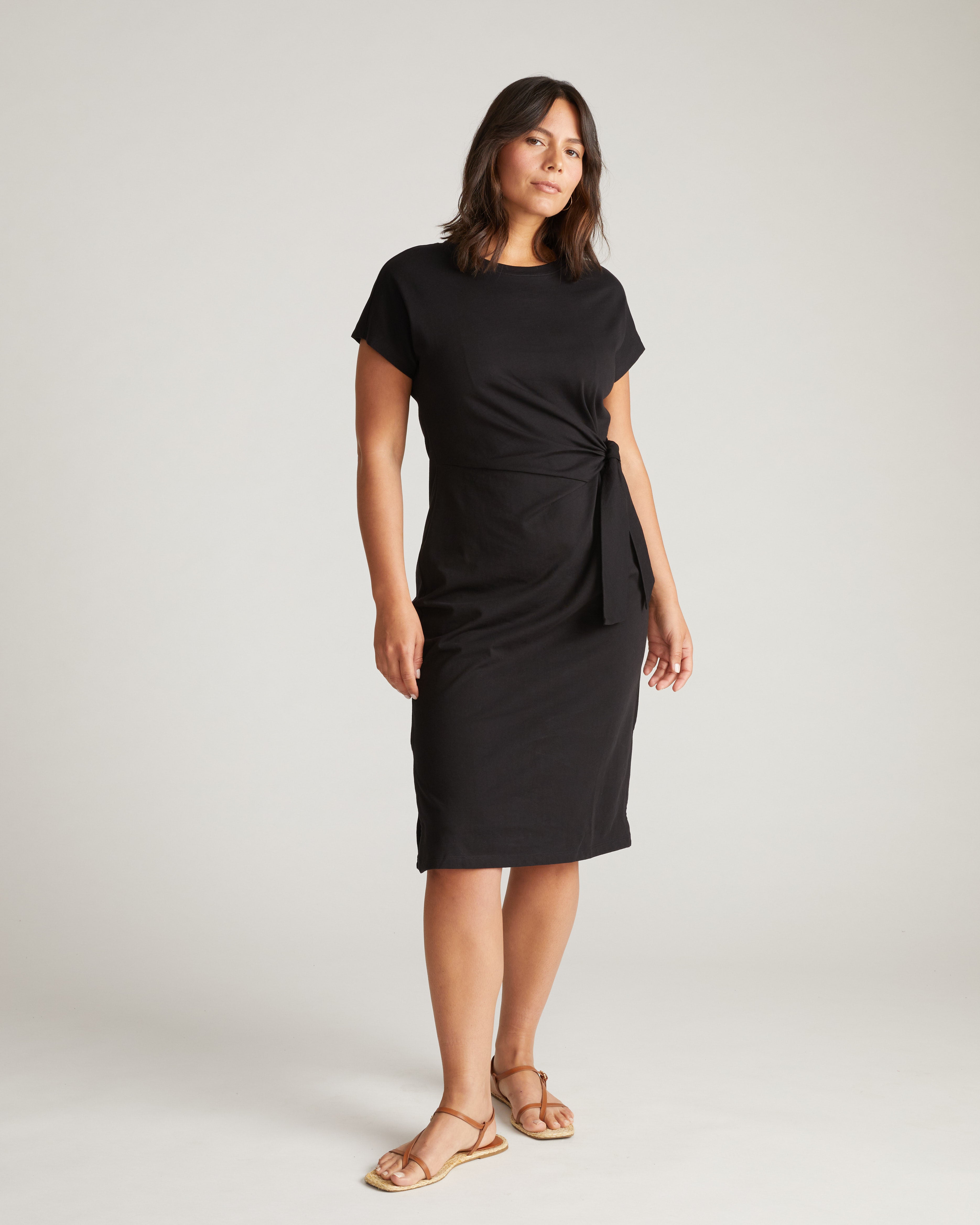 Crescent Breton Stripe Knot Dress - Solid Black – Universal Standard