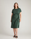 Crescent Breton Stripe Knot Dress - Solid Conifer