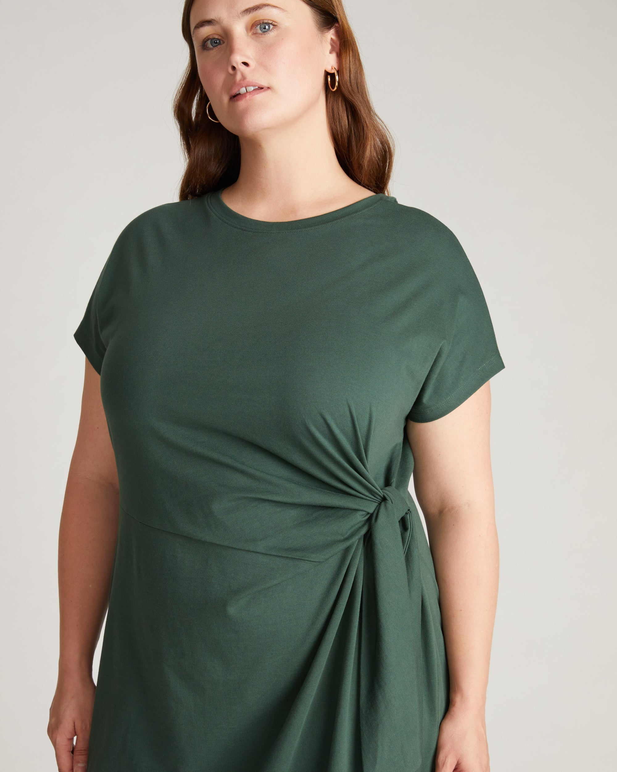 Crescent Breton Stripe Knot Dress - Solid Conifer | Plus Size & Straight Size Women's Fashion | Universal Standard