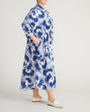 Paros Drawstring Linen Blend Shirtdress - Blue Pressed Flower Print | Plus Size & Straight Size Women's Fashion | Universal Standard