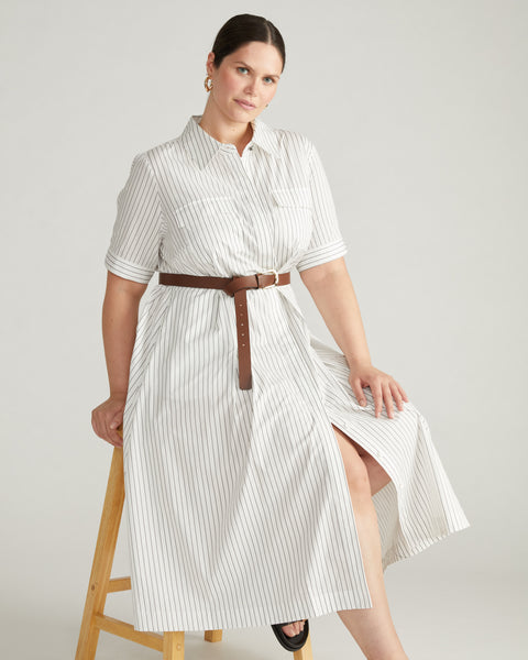 25SS new/PATOU フリルコットンシャツドレス ShirtDress White City Poplin Shirtdress - White/Grey Stripe – Universal Standard