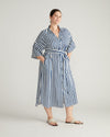Plaza Linen Shirtdress - Deep Blue/White Stripe