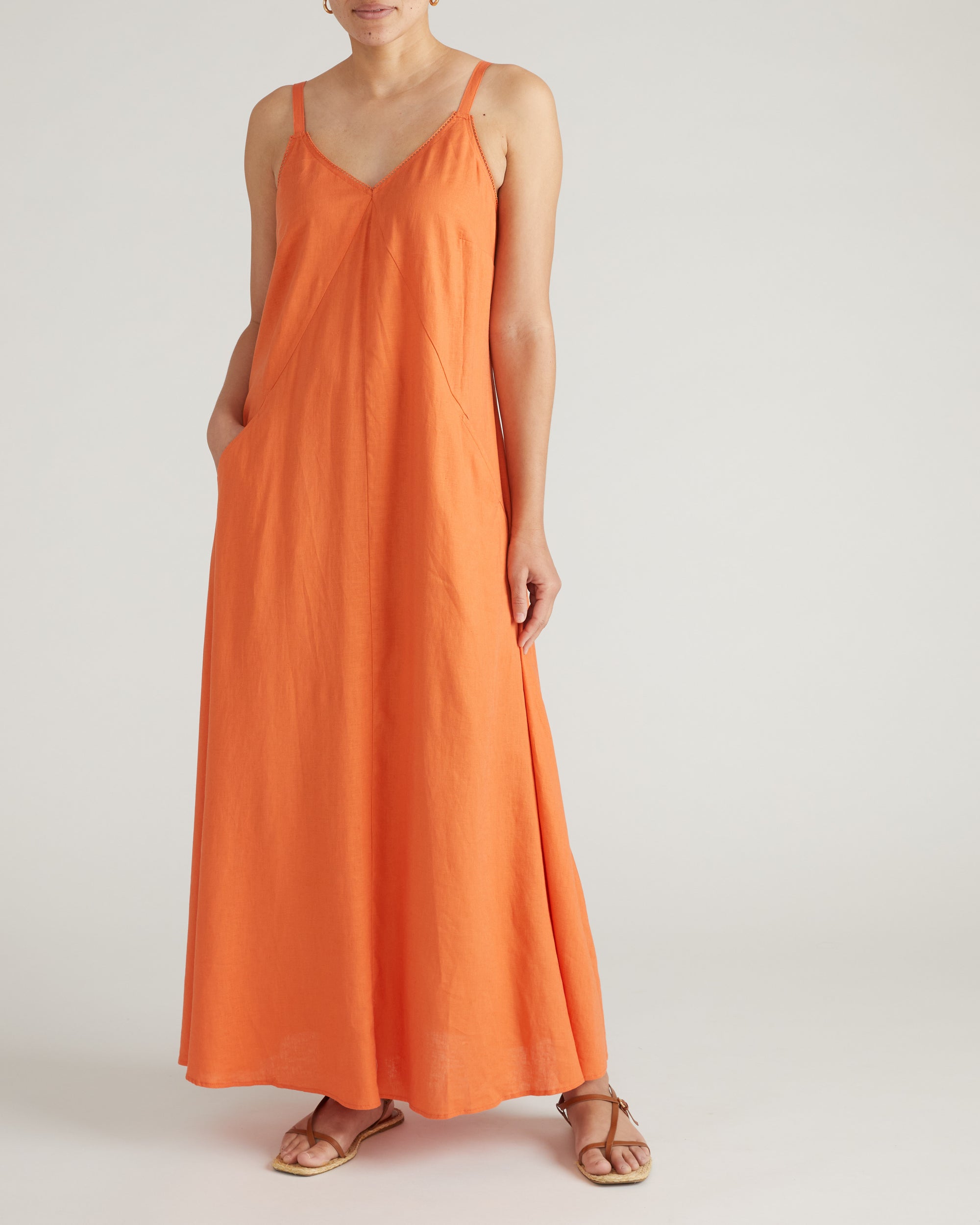 Kite Linen Dress - Italian Orange | Plus Size & Straight Size Women's Fashion | Universal Standard