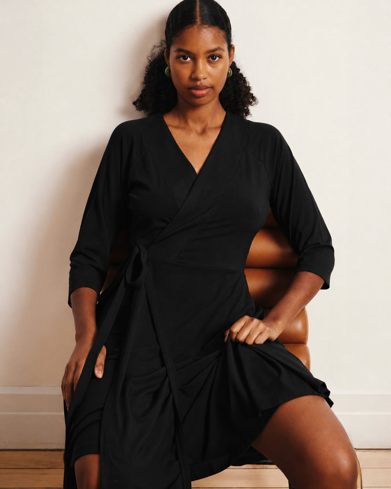 The Divine Jersey Wrap Dress - Black | Plus Size & Straight Size Women's Fashion | Universal Standard
