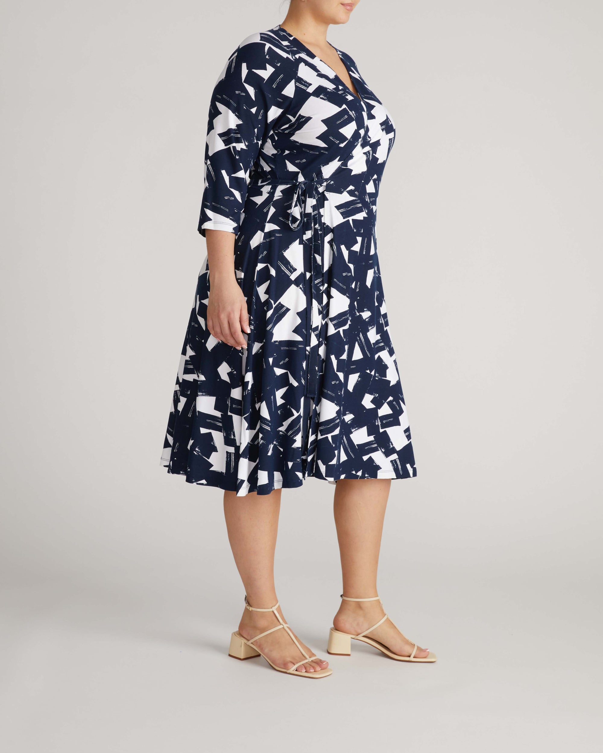 The Divine Jersey Wrap Dress - Navy Santiago Print | Plus Size & Straight Size Women's Fashion | Universal Standard