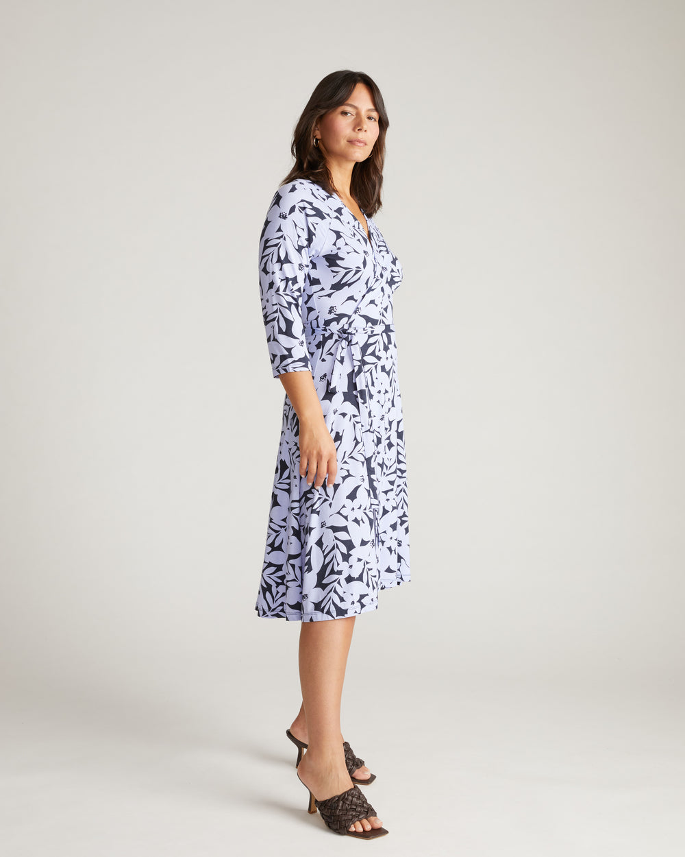 The Divine Jersey Wrap Dress - Petal Palette Print in Jacaranda