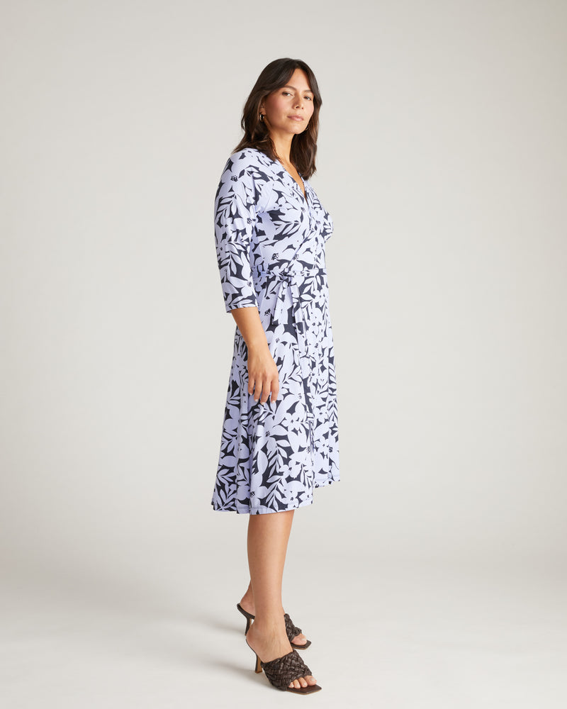 The Divine Jersey Wrap Dress - Petal Palette Print in Jacaranda