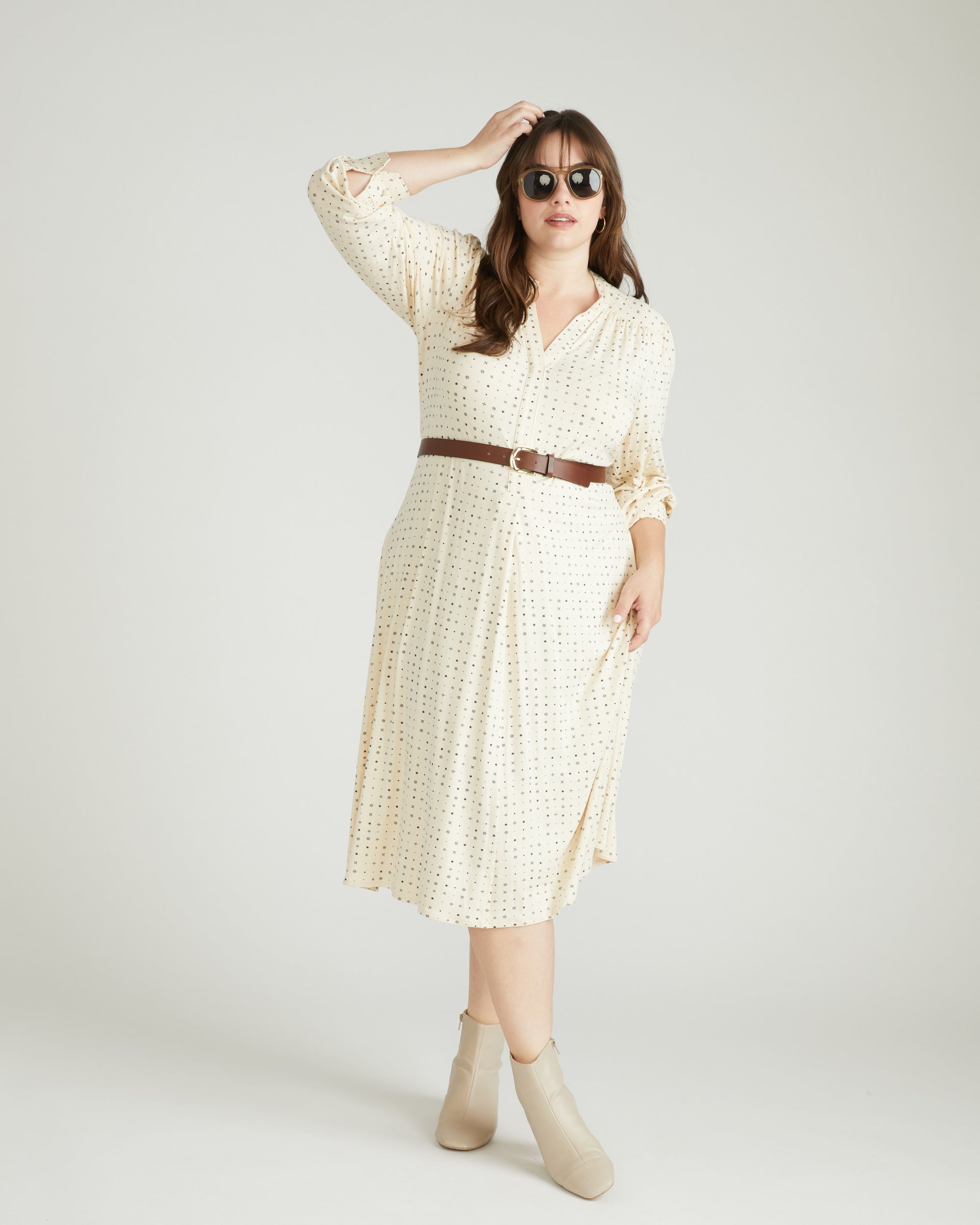 Gramercy Liquid Jersey Dress - Galactic Print in Ecru Universal Standard Gramercy Liquid Jersey Dress - Galactic Print in Ecru Universal Standard