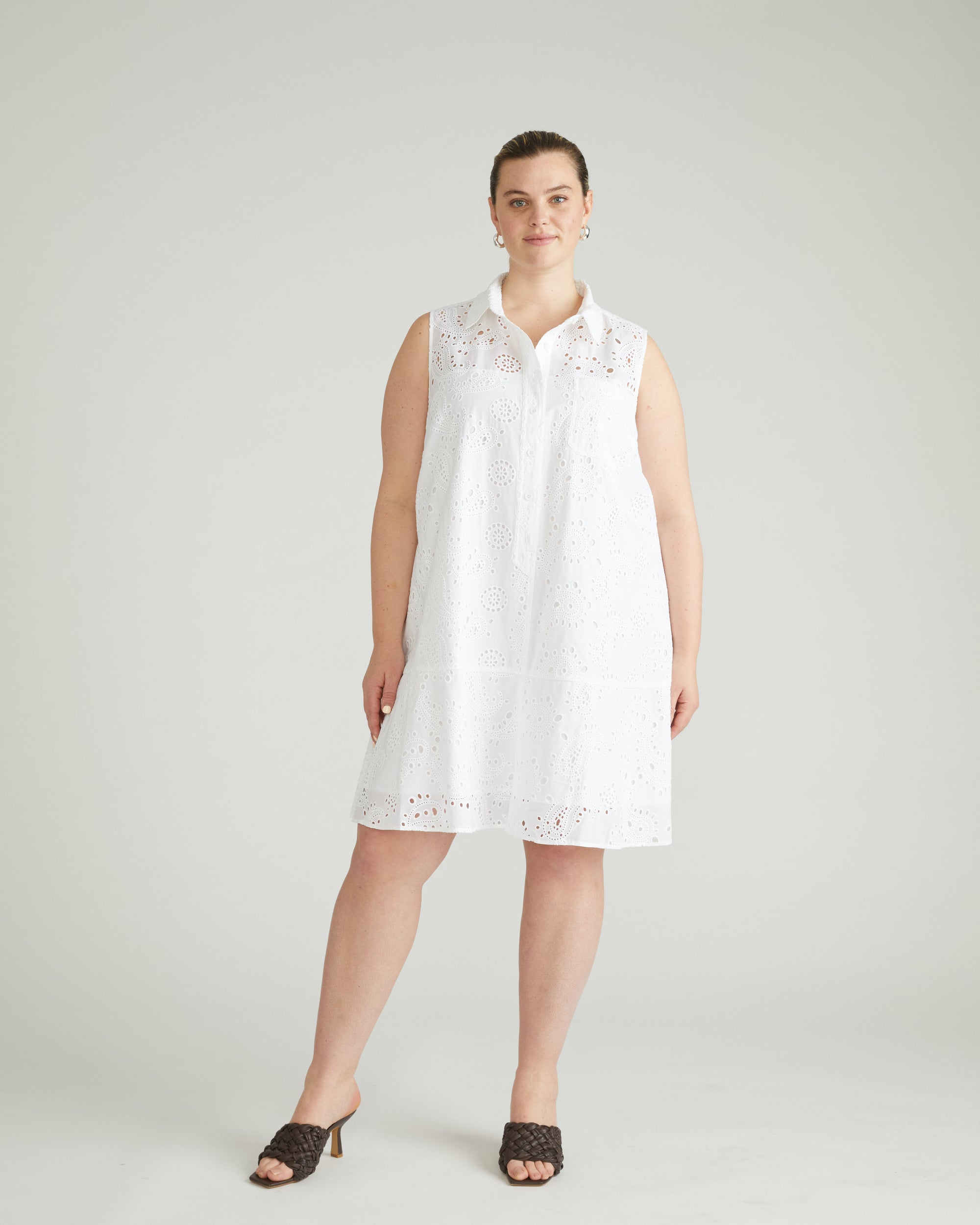 Simone Cotton Eyelet Dress - White