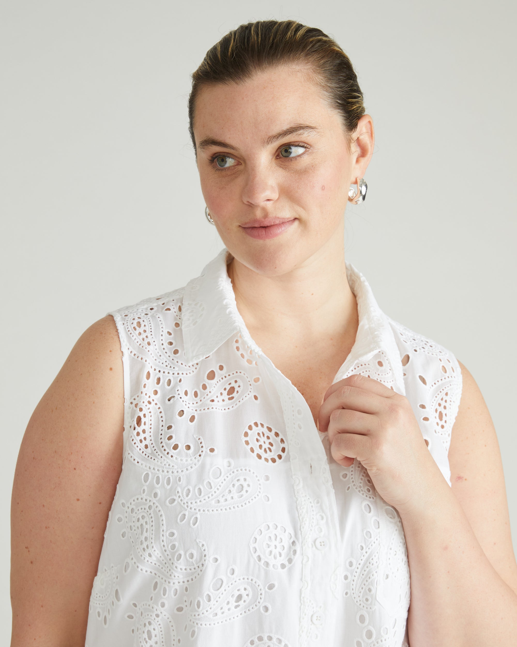 Simone Cotton Eyelet Dress - White